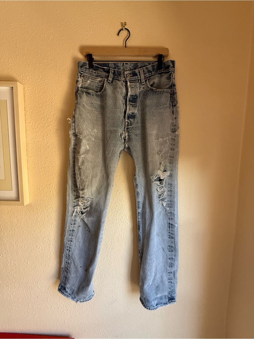 Levi's 501 Light Blue Distressed Jeans